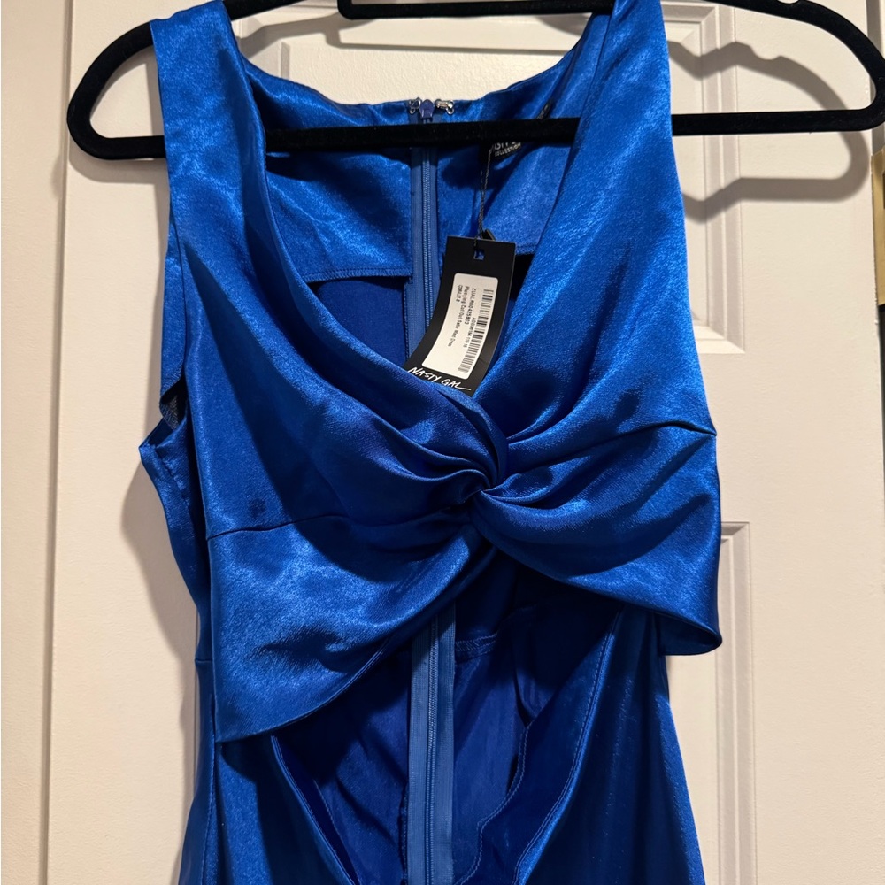 Silky Blue Cut Out Dress - NWT - Stunning Color